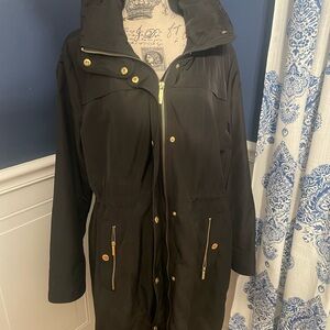 MICHAEL Michael Kors Black Utility Anorak Jacket with Gold Accents